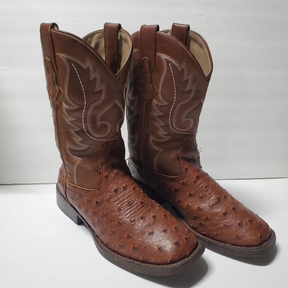Roper Bumps Mens Tan Faux Leather Ostrich Western Boots sz 7